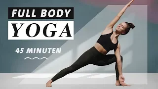 Yoga Ganzkörper Flow | 45 Minuten Bauch Beine Po Workout + Stretch