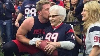 99-Year-Old Grandma Gets Surprise Hug and Kiss from Football Star JJ Watt