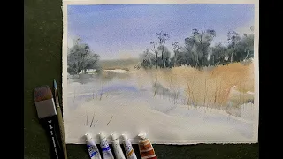 Paint Lois' Simple SNOW Loose WATERCOLOR Landscape Painting, Limited Palette, Watercolour Tutorial