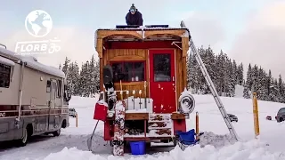 SNOWBOARD PRO Converts FIRETRUCK into TINY HOME to Live at Mt Bachelor