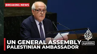 Palestinian ambassador to the UN addresses General Assembly