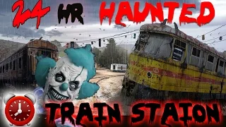 (OUIJA) 24 HOUR OVERNIGHT CHALLENGE HAUNTED TRAIN STATION /GHOST CAUGHT ON CAMERA! TOM SHOWS HIMSELF