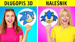 WSPANIAŁY DŁUGOPIS 3D VS WYZWANIE SZTUKI NA NALEŚNIKU CZ. 2 || Sonic zaginiony! DIY 123 GO!