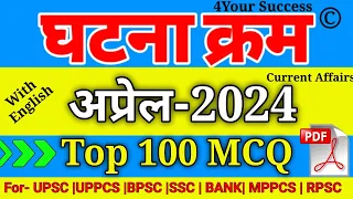 घटना चक्र अप्रेल 2024 Top Imp 100 MCQ || Ghatna Chakra April 2024 V. Imp 100 MCQ with Explanation