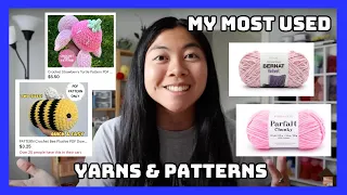 My Most Used Yarns & Patterns ✨ sharing my most popular crochet patterns, yarn, and hook sizes!