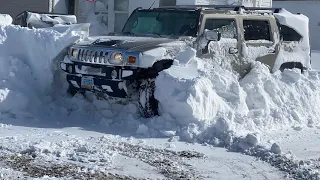 Hummer H2 in the 2022 Blizzard in North Dakota. Blizzard conditions and Aftermath