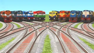 8 TRAIN CROSSING ON Y CUT CURVED RAILROAD | Diesel Train | Animated Train Videos | Utkrist Express