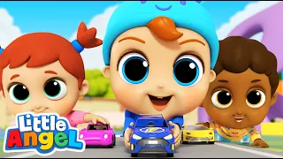 Racing Cars On The Playground |  Little Angel Job and Career Songs | Nursery Rhymes for Kids