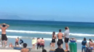 Muizenberg Beach- Surfers play chicken with three great whites.