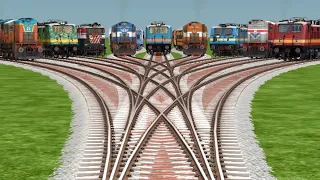 9 TRAINS RUNNING ON UNFINISHED RAILWAY TRACKS | TRAIN Vs RICKY TRCKS - Train Simulator