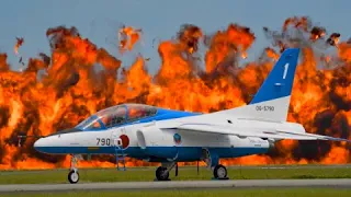 JASDF Blue Impulse jet team with Kawasaki T-4 jet trainers - 2024 Iwakuni - Airailimages