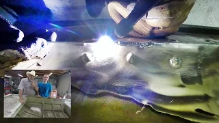 TIG welding repair of a hole in an aluminum fishing boat