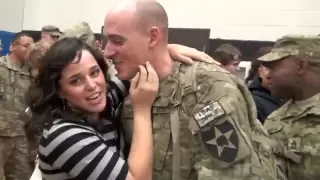 Homecoming Surprise! Wife surprises her soldier!