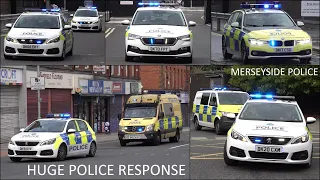 HUGE RESPONSE | Many Police Cars responding with siren and lights (Merseyside Police Collection)