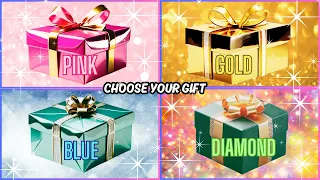 Choose your gift🎁😍💙💖 #chooseyourgift #pickonekickone #4giftbox #blue #pink #gold #diamond #giftbox