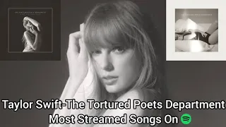 Taylor Swift-The Tortured Poets Department Album Most Streamed Songs On Spotify