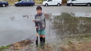 Clearing a massive flood on the road