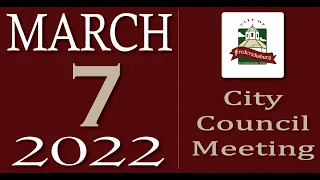 City of Fredericksburg, TX - Regular City Council Meeting - Monday, March 7, 2022