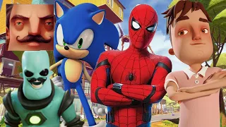 Hello Neighbor - New Neighbor Spider-Man Sonic Alien Aaron History Walkthrough