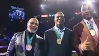 Mike tyson, Evander holyfield, Lenox Lewis receive medals