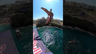 Cliff diving of a 21m balcony ?! #italy #cliffdiving #shorts