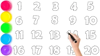 How to Draw Numbers 1 to 20 /// Learn to Reading & Writing 123 for Beginners /// KS ART