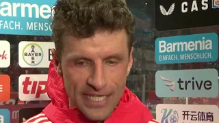 Thomas Müller Sauer Interview nach dem Spiel Leverkusen : FC Bayern 3:0 10.02.2024