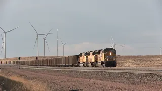 HEAVY Union Pacific & BNSF Coal Trains On The Orin Subdivision Near Bill, Wyoming