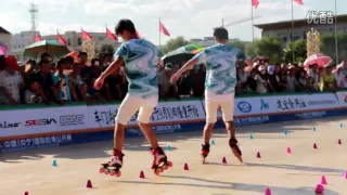 Yue Xin Ze ft Wang Zi Kang (Pair Slalom) 1st - 2016 Zhonning (China) International Skating Open