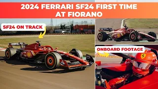 Track Footage of Ferrari SF24 in Fiorano | Charles Leclerc & Carlos Sainz driving first time