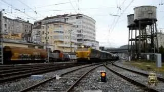 Maniobras con un tren de cemento. Estación de Ourense