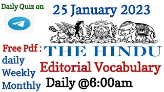 The Hindu Vocab Today 25 Jan, 2023 I The Hindu Vocab I The Hindu  Editorial Vocabulary I