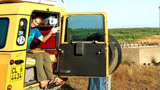 Denmark and Sweden, easy camping.  Land Rover Defender.