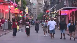 A look at Bourbon Street, French Quarter on Friday afternoon ahead of Tropical Storm Barry