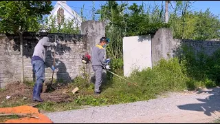 Super eye-catching transformation of overgrown garden - Clean the house and cut tall grass