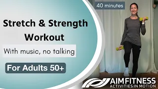 Full Body Strength Workout for Seniors 🎵 Flexibility and Balance (with Music) | For Adults 50+