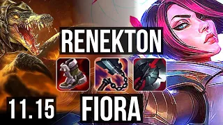 RENEKTON vs FIORA (TOP) | 2800+ games, 8 solo kills, 1.7M mastery, 11/4/9 | KR Diamond | v11.15