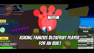 ASKING FAMOUS BLOXFRUIT PLAYERS FOR AN BUILT AND USE IT FOR PVP (Saeko)