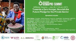 Towards a Zero Hunger, Nourish the Future Pledge For the Private Sector