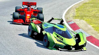 Ferrari F1 2020 vs Lamborghini V12 Vision GT at Zandvoort