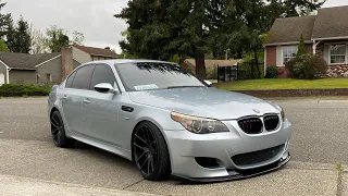 Установка губы на Передний бампер БМВ BMW M5 E60 front lip сплиттер спойлер лип￼￼ V10 Дальнобой ￼