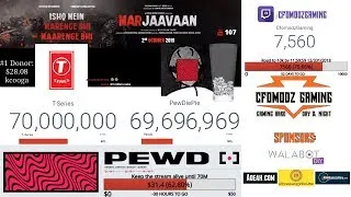 🔴 LIVE T-Series hits 75,000,000 🔴 W/ Sub Gap! - PewDiePie