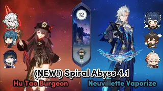 NEW! Genshin Impact Spiral Abyss 4.1 | C1 Hutao Burgeon & C0 Neuvillette Vaporize | Floor 12 9 Stars