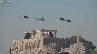 Hellenic Army Aviation Hellenic Navy Hellenic Police Fire Services Helicopters at Athens Parade 2023