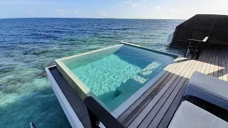 Dusit Thani Maldives resort hotel review. Water villa with pool room tour @WetravelMaldives