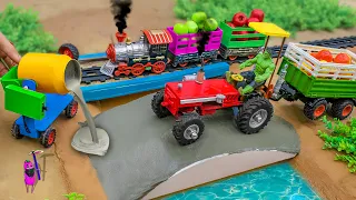 Diy tractor mini concrete bridge for train safety | Diy harvest agricultural truck | @FarmModel