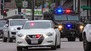 Beverly Hills Police Unmarked Nissan & Bearcat Responding Code 3