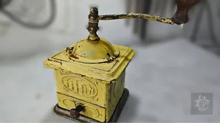 Antique 1920's Broken and Rusty Coffee Grinder Restoration