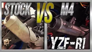 15-17 Yamaha YZF-R1 Stock Exhaust vs M4 GP Slip On Exhaust Sound Comparison