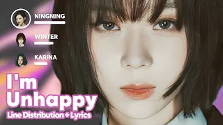 aespa - I'm Unhappy (Line Distribution + Lyrics Karaoke) PATREON REQUESTED